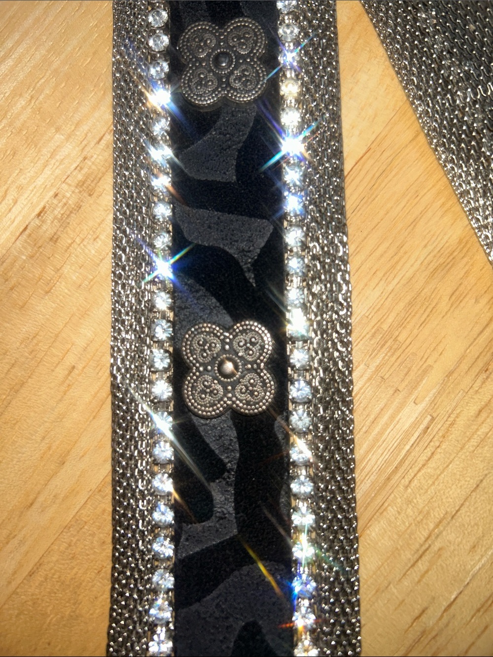 Luxurious Nanni Hand Made in Italy Metal & Leather Belt w/ Swarovski Crystals